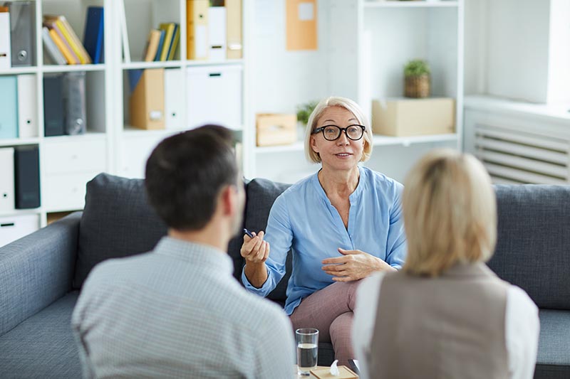 community home care consultant meeting with couple in house